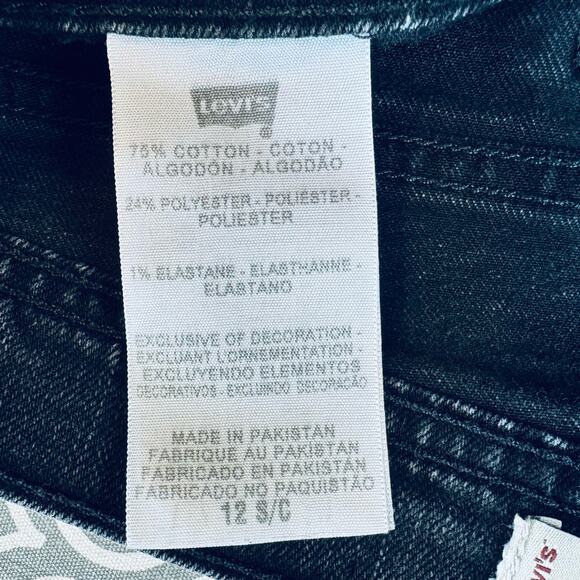 Levi’s 505 Straight Leg Jeans Women’s Size 12 Black Mid Rise Stretch Casual Mom - Picture 13 of 15